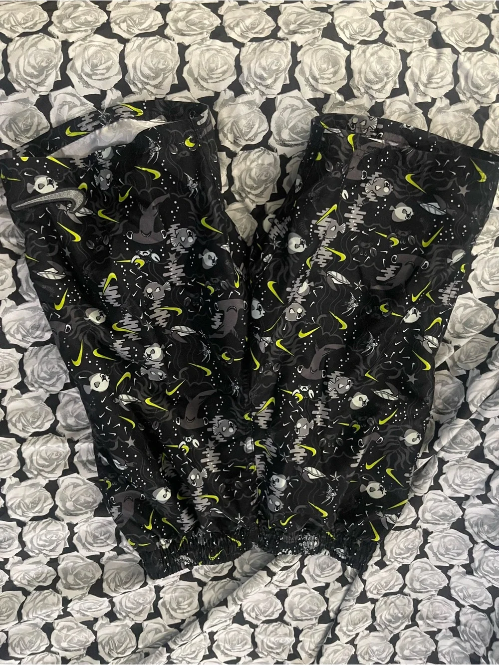 Nike Black and Neon Yellow Kids' Athletic Shorts